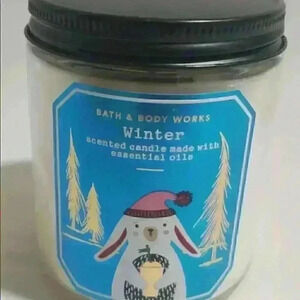 BBW winter scented candle blue label